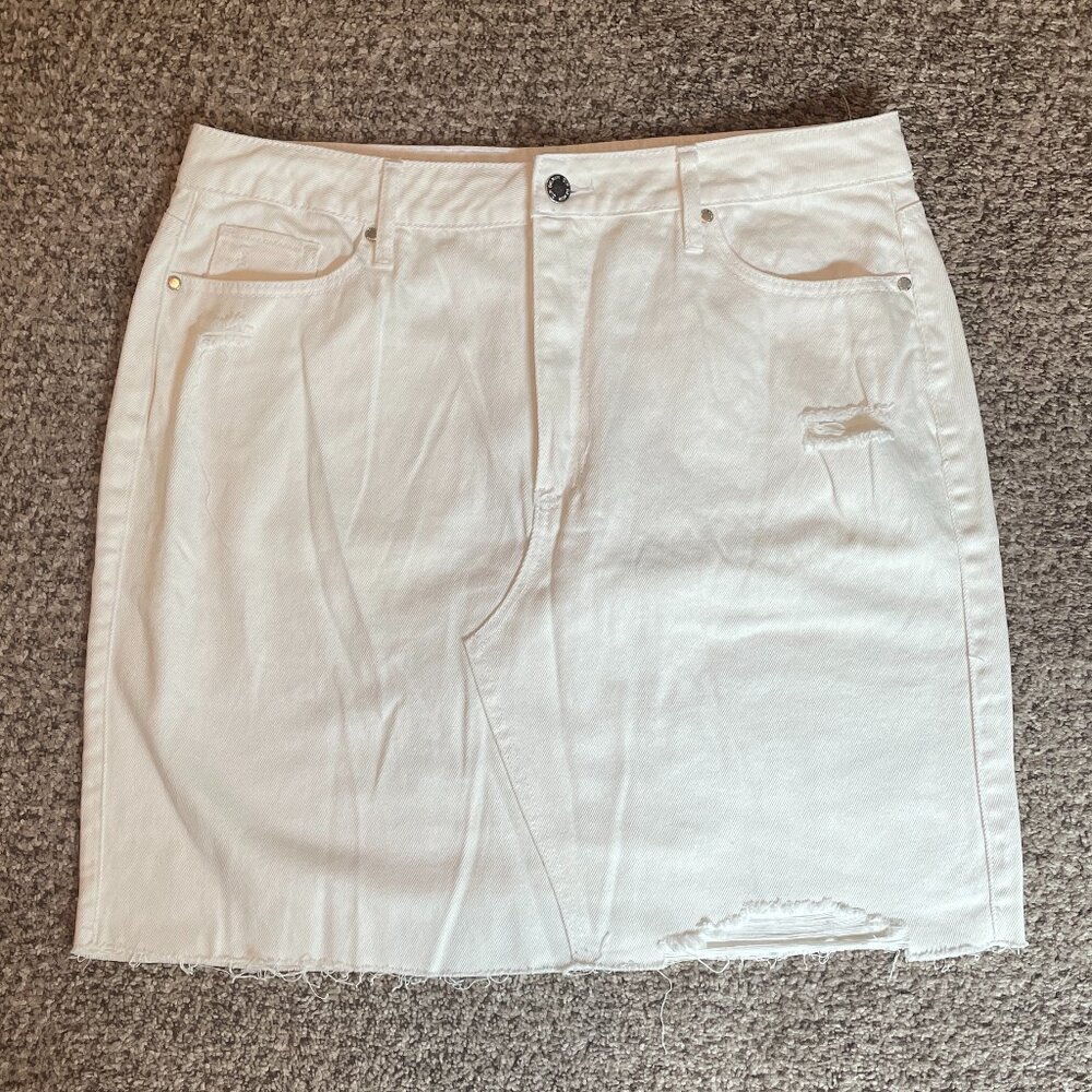 Size 16 Dip high waisted white dressed denim skirt